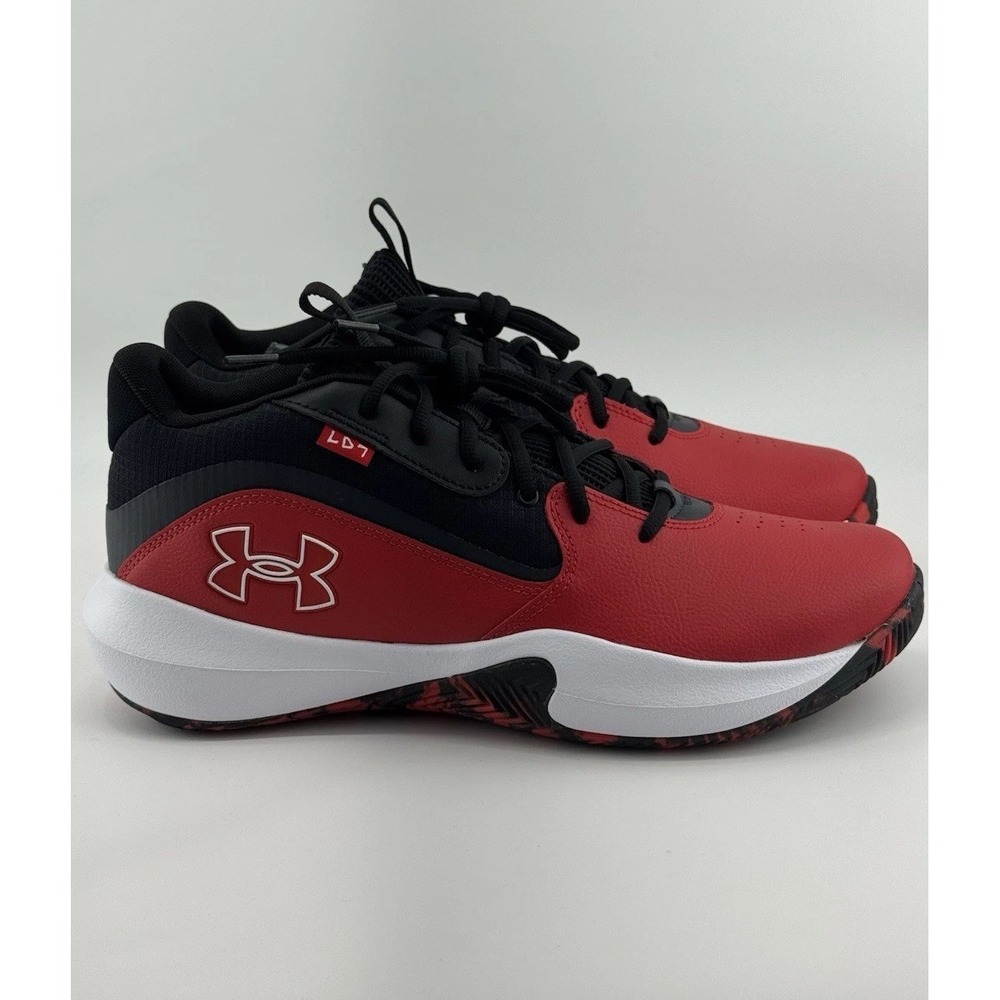 Under Armour Lockdown 7 Red/Black/White Low Top Lace-Up Basketball Shoes Size 12